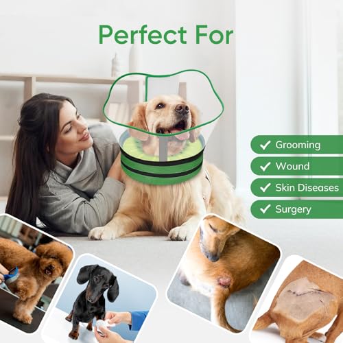 Supet Sponge Dog Cone Collar Stop Licking After Surgery, Dog Donut Collar | Adjustable Dog Recovery Collar Alternative, Detachable Shield, Soft, Comfy Cone, Neck Pillow for Small Dogs - color: Kiwi, size: S(Neck 6"-9")