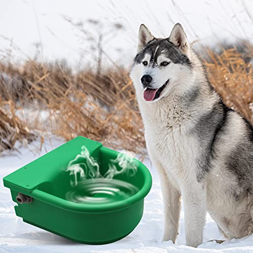 Automatic Heated Dog Waterer Bowl Feeder Constant Temperature Dispenser 3L Outdoor Thermal Bowl with Float Ball Valves for Pet Dog Horse Cattle Goat Sheep (Green) - color: Green