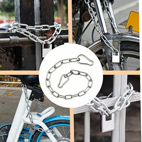 2Pcs Heavy Gate Chain Lock,Stainless Steel Chain with 4 Quick Locking Carabiner Clip Hooks for Livestock Horse Goat Cows Stall,Outdoor Fence Gate Chain Lock