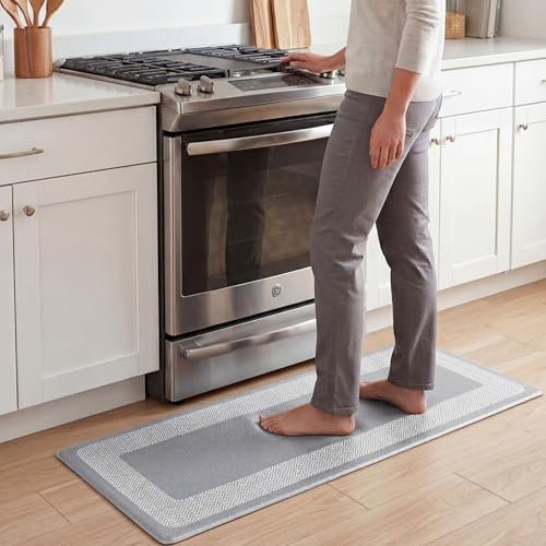 Chef Gear Hettie Anti Fatigue Cushioned Kitchen Mat 18"x48" Grey - color: Grey, size: 48"L x 18"W x 0.3"Th