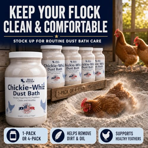 5.5lb Chickie-Whiz Chicken Dust Bath - Made in USA - All Natural Volcanic Ash Dust Bath for Chickens - Healthier Eggs & Feathers - Chicken Coop Accessories for Farms by Billy Buckskin Co. (Pack of 2) - size: 1 x 5.5 LB (Pack of 2)