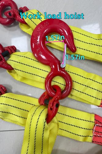 Four Leg Bridle Web Sling 13ft 22046lb Web Slings Belt Type with Hook 4.0 m 10000 kg Light Weight and Flexible Capacity Steel Sling[4leg 10.0t 4m] - size: 4leg-10t-4m