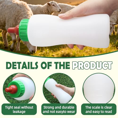 Lamb&Goat Feeding Bottle 2Pcs 500ml Lamb Nipple and Bottle Reusable Small Animal Care Milk Bottle for Farm Supplies