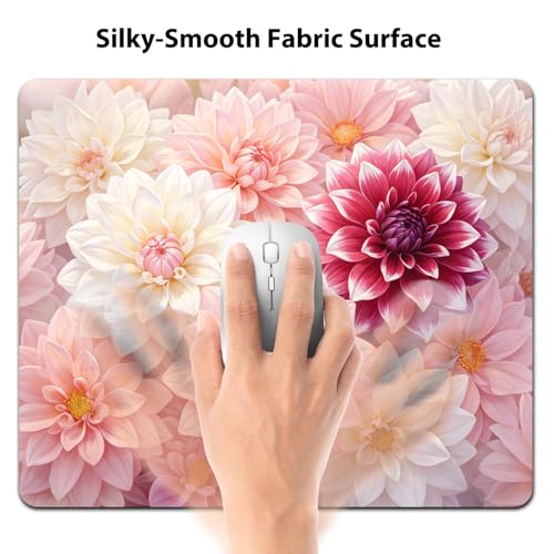 Blush Pink Dahlia Flower Mouse Pad 9.5" x 7.9", Soft Watercolor Floral Cute Desk Mat, Romantic Aesthetic - color: Dahlia Flower