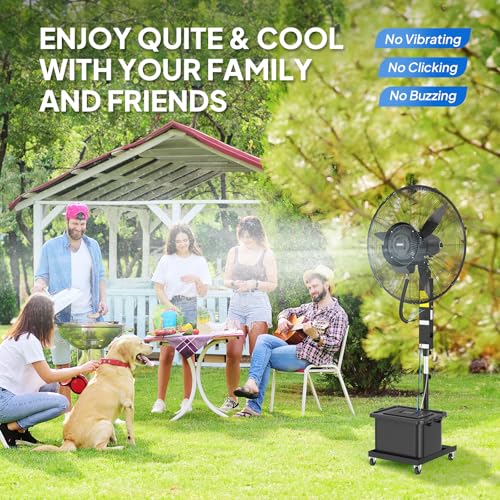 ROVSUN 30Inch Misting Fan, Max 8800CFM High Velocity Industrial Mister with 42L Water Tank, Ajustable Mist Value, 60° Oscillation & 3 Speed Setting, Commercial Cooling Fan for Outdoor - size: 30inch