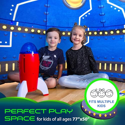 W&O Glowing UFO Inflatable Fort with Lights & Sound - Fan Not Included | Glowing UFO Aerodome with LED Lights, Sound Button, Glow-in-the-Dark Design, Easy Entry/Exit. Ages 3-12 - color: Glowing Ufo