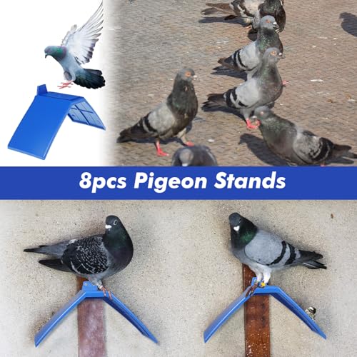 Geelin 16pcs Pigeon Supplies Set 4pcs Pigeon Nest Bowl with 4pcs Coconut Palm Mat Nest Box Pads 8pcs Dove Rest Stand Pet Cage Supplies for Racing Pigeons Doves Quails Small Birds