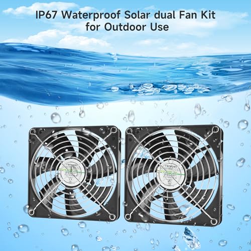 Fanspex 5.5" Solar 2 Fan Kit Waterproofed for Chicken Coop & Greenhouse | High Velocity Solar Powered Fans for Outdoor Shed Intake or Exhaust Air - size: 5.5" 2 Fan Kit
