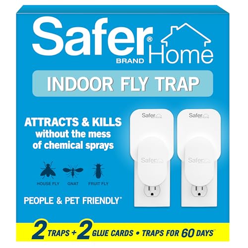 Safer Home Flying Insect Trap, Plug-in Fruit Fly Trap for Indoors, 2-Pack | Flying Insect, Moth, & Gnat Trap, Fruit Fly Killer, Fly Catcher, 24/7 Catch, Chemical-Free, 2 Traps + 2 Glue Cards, SH502-2SR - size: 2 Traps + 2 Glue Cards