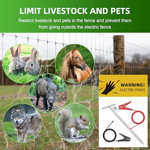 Electric Fence Wire Grounding Rod, Portable Ground Rod with Electric Fence Wire, Solar Electric Fence Lead Wire with Alligator Clip, for Energizer to Fence Wire & Ground System