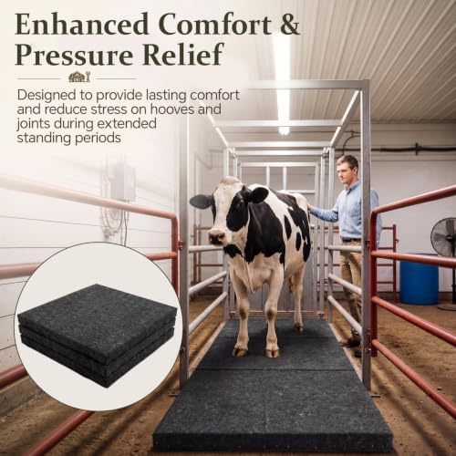BreezeHug Livestock Padded Chute Floor Mat, 7.5 ft Cushioned Cattle Blocking Chute Pad, Portable Horse Grooming Anti-Fatigue Folding Mat for Show Cattle, Horses & Barns