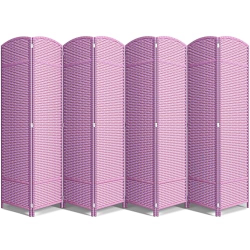 Sorbus Foldable Room Divider, Mesh Privacy Screen (8 Panel, Pink Purple) | Folding screens, dividers for rooms, double-hinged panels; freestanding partition for bedrooms, offices and shared areas - color: Pink Purple, size: 8 Panel