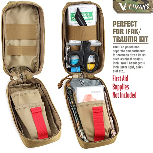 LIVANS IFAK Pouch, First Aid Medical Pouch for Emergency & Trauma Kits - color: Khaki-2 Packs