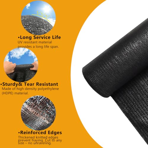 POYEE 50% Black Shade Cloth Roll 6x100 ft | Cuttable Sunblock UV Resistant Sun Shade Cover Fabric for Plants Heat Protection Garden Greenhouse Vegetable Kennel Patio - color: Black-50%