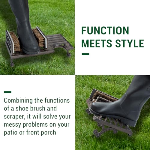 Boot Scraper Outdoor Shoe Brush with Flaps,Cleaning Heavy-Duty Shoe Cleaner and Boot Scrubber for Mud,Dirt, Snow,Durable Weather-Resistant Outdoor Shoe Cleaning Tool - color: Dark Coffee 16‘’