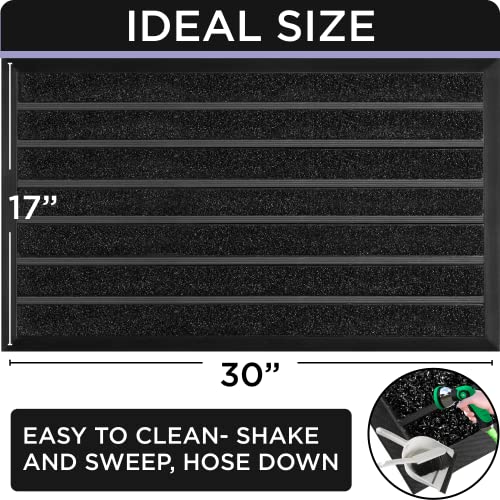 ubdyo Extra Durable Door Mat Outside Entrance (30" x 17", Bright Black) | Dirt Trapping, Non-Slip Backing, Indoor or Outdoor Use, Welcome Mat, Low Profile, Natural Rubber, Stain Fade Resistant - color: Bright Black, size: 30" x 17" (Rectangular)