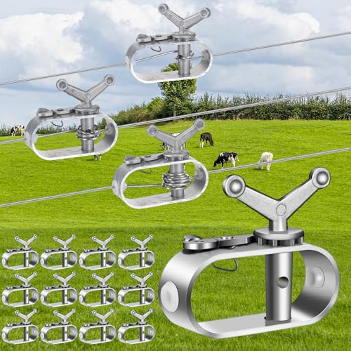 Yaocom 12 Pcs Electric Fence Wire Strainer Aluminum Wire Tensioner Heavy Duty Tensioner for Farm Electric Fence