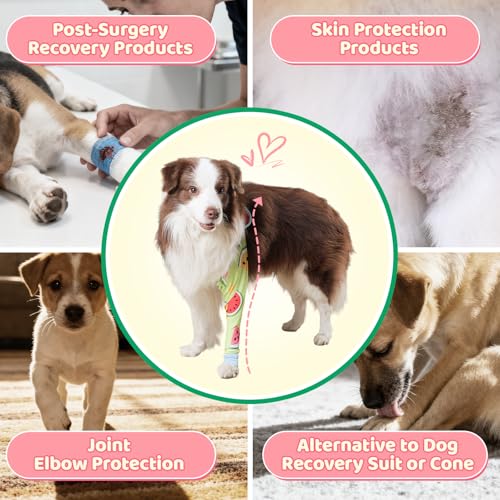 Dog Front Leg Recovery Sleeve – Single Sleeve to Prevent Licking, Scratching & Biting Cone Collar Alternative for Surgery, Wound Care, ACL CCL, Joint Protection - color: Sweet Watermelon, size: Medium