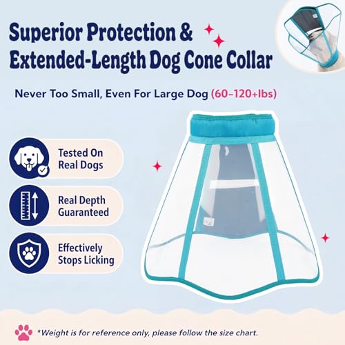 Soft Neck Pad Hard Plastic Dog Surgery Recovery Cone Collar for Small Dogs | Clear Vision Cone for Dogs to Stop Licking, Comfy Dog Head Cones of Shame, Extra Long Elizabethan Collar, Blue-green, S - color: Blue-Green, size: Small