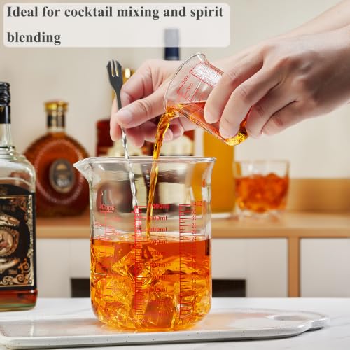 Ackers BORO3.3 Borosilicate Glass Measuring Cup with V-Spout, 1000 ml | Red printed ml, fl oz and cup scales with a wide opening for cooking, baking, mixing and liquid transfer - size: 4Cup,1000ML