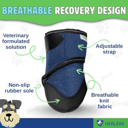 Healers PetCare Medical Dog Boot, Single, No Gauze, Small | Single bootie, gauze sold separately, breathable knit, non-slip rubber sole, adjustable Velcro strap - size: Small