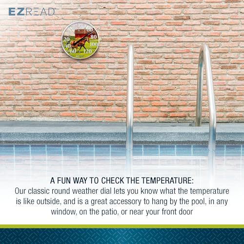EZREAD Hanging Dial Thermometer - Weather Thermometers for Indoor and Outdoor Use, Large 12.5 Inch Diameter, Easy-to-Read Numbers, Horse and Foal - color: Horse and Foal
