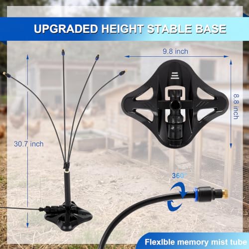 VIHOSE 2 Set Standing Misters for Chicken Coop, 30.7 Inch Height Portable Misting System, 26.2 ft Stand Misting Line for Chickens, Helps Keep Flocks Cooler During Hot Weather, Reduce Dust