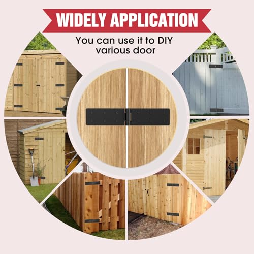 Heavy Duty Gate Hinges – 270° Fold-Flat, Rust-Proof Black Iron (2PC) | Heavy duty gate hinges with 270° flat-fold for tight spaces; outdoor hinges for wood gates, sheds, and garage doors