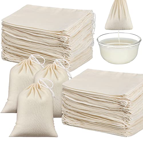 4 x 6 Inch 100 Pieces Muslin Bags Cheesecloth Bags for Straining Reusable Tea Filter Cold Brew Milk Tea Filter Strainer Cheese Clothes Cheese Clothbags for Office Kitchen Cooking - size: 4 x 6 Inch