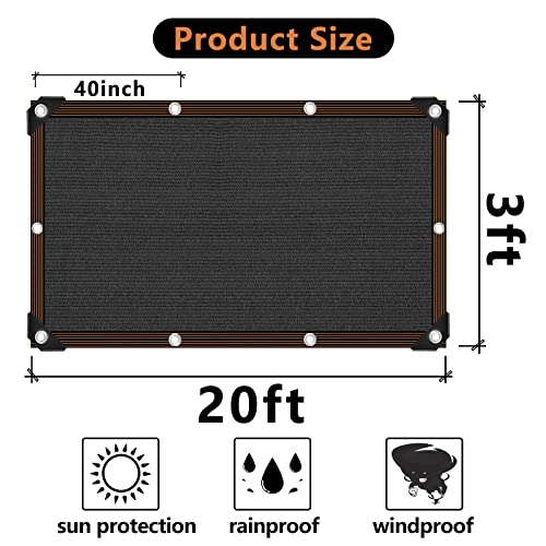 Shade Cloth - 70-90% Sunblock Net for Garden Patio,Shade Sails for Plants Greenhouse Outdoor Pergola Lawn Swimming Sun Shade Cloths for Kennel Chicken Coop Easier to Hang Shade Net Cover… - size: 3'x20'