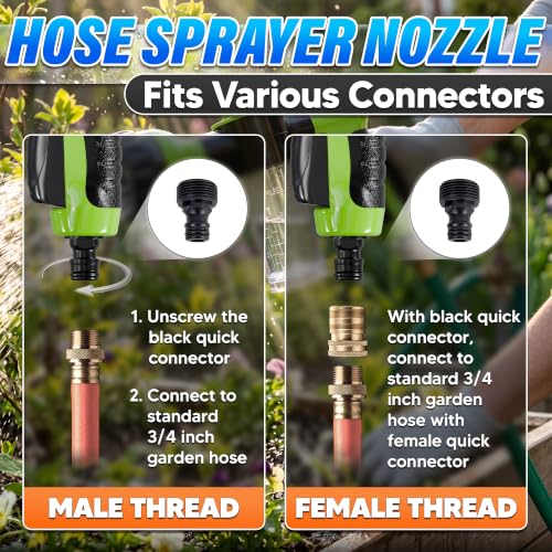Car Wash Sprayer & Nozzle with Soap Dispenser, 3.5 oz Foam Tank (Green) | Hose Attachment for Car, Truck, and Dog Washing, Foam Control Dial, 8 Spray Patterns, Fits 3/4 In Hose, ABS Body, 2 O-Rings - color: Black, Green