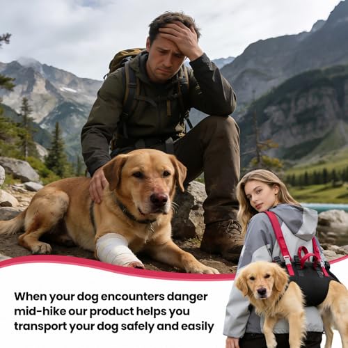 Wakytu Dog Emergency Rescue Sling - Lightweight Packable Lift Harness | with Handle - Safe Transport for Small Medium Dogs - Ideal for Hiking Skiing（22-33lbs） - size: XL（22-33lbs）