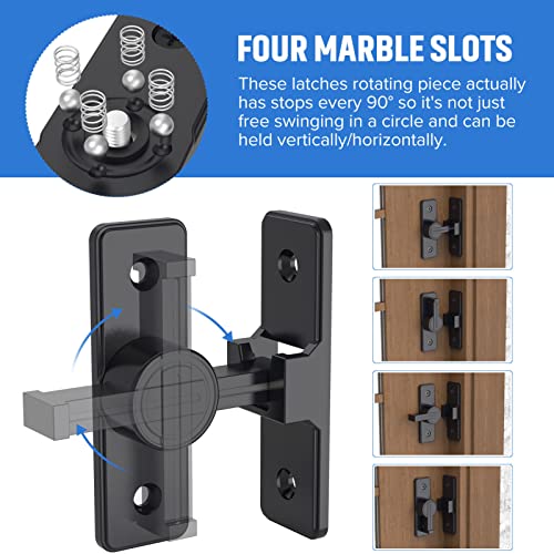 90 Degree Barn Door Lock, Heavy Duty Locks, Matte Black | Flip Sliding Gate Latches for Garden, Bathroom, Garage & Sliding Doors - size: 1 Pack Matte Black