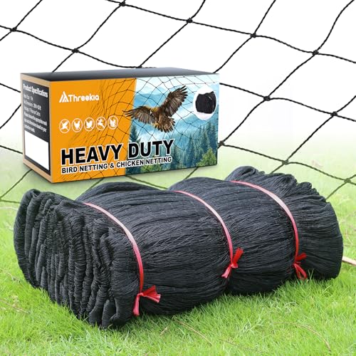 Heavy Duty Bird Netting for Chicken Coop with 1" Mesh, 50x50 ft Reinforced HDPE Poultry Netting, Durable & Reusable Chicken Netting for Hawks, Predator Proof for Farm, Fence, Garden & Orchard - style: 50' x 50' - 1"