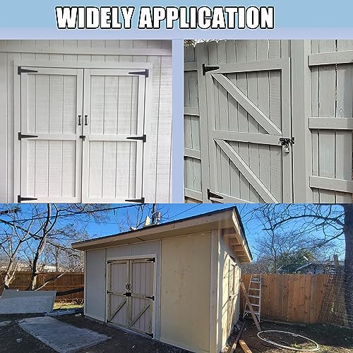 6 Inch Heavy Duty Gate Hinges, 10 Pack T Strap Hinge Shed Storage Gate Barns Tee Hinges with Screws for Wooden Fences, Shed Doors, Outdoor Barns, Black