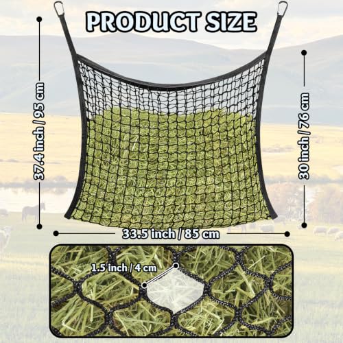 YedsIntu Hay Bags for Horses, Slow Feed Hay Nets for Horses Goat Sheep, Large Capacity Hay Feeder for Stall, Trailer, Pasture (Black) - size: 1PCS