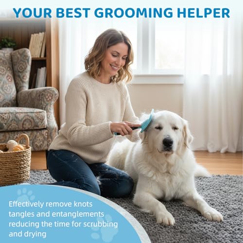 KEUYE Great Pyrenees Brush for De-Shedding and Fluffing Grooming | Dog Brush for Great Pyrenees with Extra Long Pins to Effectively Remove Tangles, Knots and Mats