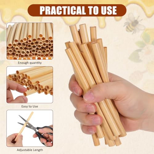 Balacoo Mason Bee Nesting Tubes Refill 200 Pack Reed Inserts | Reed tubes, replacement liners, bee house refill, garden use, solitary bee support, confirm tube size before purchase