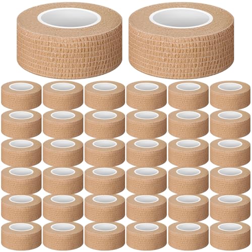 Treela 36 Pcs Self Adherent Bandage 1" X 5 Yard Wrap Breathable Cohesive Bandage Elastic Adhesive Tape for Stretch Athletic Sports Wrist Ankle(Nude) - color: Nude, size: 1" X 5 Yard