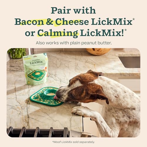 Woof LickMat, Slow Feeder Mat for Dogs, Green | Built-in mixing bowl, BPA-free silicone, non-slip suction cups, dishwasher safe, easy to clean - color: Forest Green