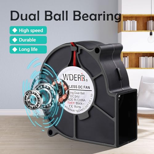 75mm x 30mm Brushless 24V DC Squirrel Cage Blower Fan Dual Ball Bearing High Performance Small Centrifugal Cooler 2Pin - style: 75 x 30 24v2p