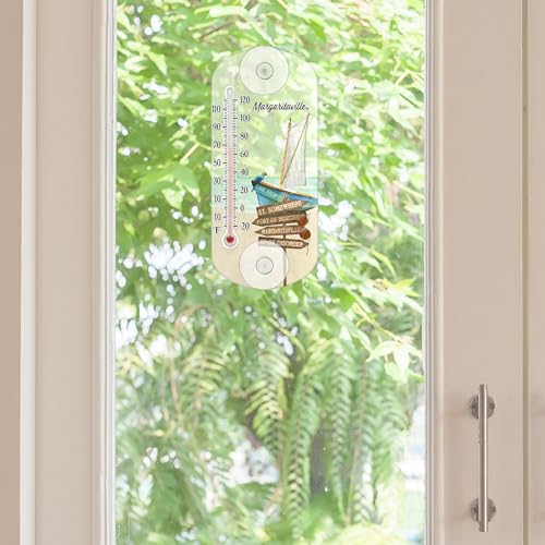 La Crosse 204-1081MV2 8-inch Analog Capillary Window Thermometer with Parrot - color: Off Tan beach