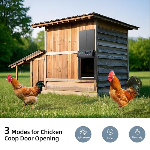 Aluminum Alloy Chicken Door, Automatic Chicken Door with Timer & Light Sensor