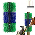 1 Pack Livestock Scratching Brush, Blue and Green | Animal Scratcher, Itch Relief Grooming, Horse Goat Cow Scratcher, Fence Post Mounting, Durable Bristles, Farm Livestock Care - color: Blue and Green