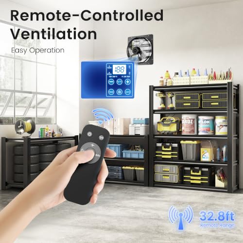 Xcity 24" Smart Shutter Exhaust Fan with Remote, 150W | Remote-controlled 3100 CFM exhaust fan with variable speed, timer and 6 ft power cord for easy setup - size: 24 Inch
