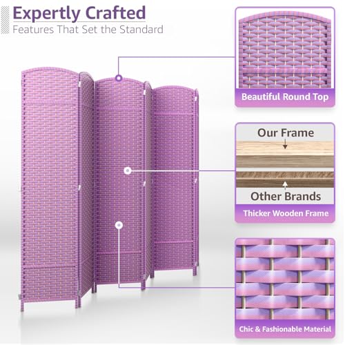 Sorbus Foldable Room Divider, Mesh Privacy Screen (6 Panel, Pink Purple) | Folding screens, dividers for rooms, double-hinged panels; freestanding partition for bedrooms, offices and shared areas - color: Pink Purple, size: 6 Panel