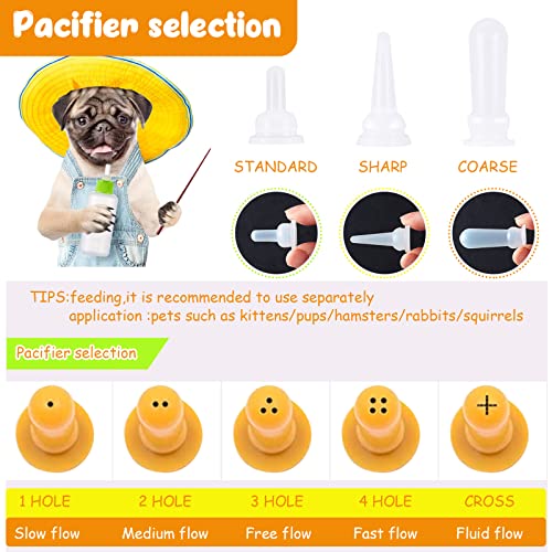 Tondiamo 17 Pcs Kitten Bottle Feeding Kit Puppy Bottles for Nursing Puppy Milk with Nipples Cleaning Brushes Bottle Opening Needles Hand Feeding Supplies for Newborn Small Pet, Yellow, Green - color: Yellow, Green