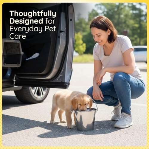 2 quart Stainless Steel Flat Side Bucket | 0.5 gal Durable Heavy Duty Food & Water Feeding Pails for Small Pet Birds Dog Cat | Fits kennel Cages Critter Crates Hanging Pail | Multipurpose - size: 2 Quarts