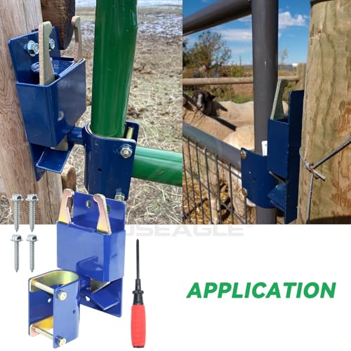 [Upgraded] Blue S16100100 Two Way Gate Latch, Farm Gate Latch | Include Hardware and Screwdriver for Cattle Gate Latch, Metal Gates with 1-5/8" to 2" Diameter Round Tubes - size: 1xGate Latch for 1-5/8" to 2" Tube