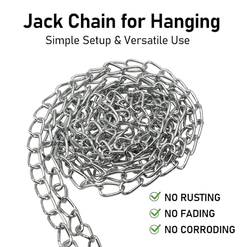 Jack Chain for Hanging, 2mm Thick Steel Chain,130ft | Small Chain Utility Chain for Home Outdoor Camping, Heavy Duty Chain for Hanging Baskets, Plants,Includes Gloves. - size: 130 Ft